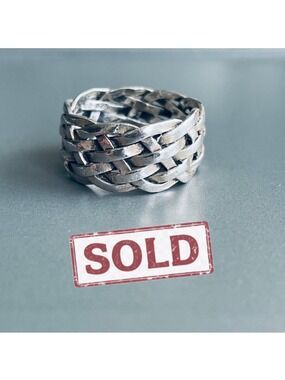 🎉Sold🎉 Braided Mesh Sterling Silver Band Stackable Unisex Ring